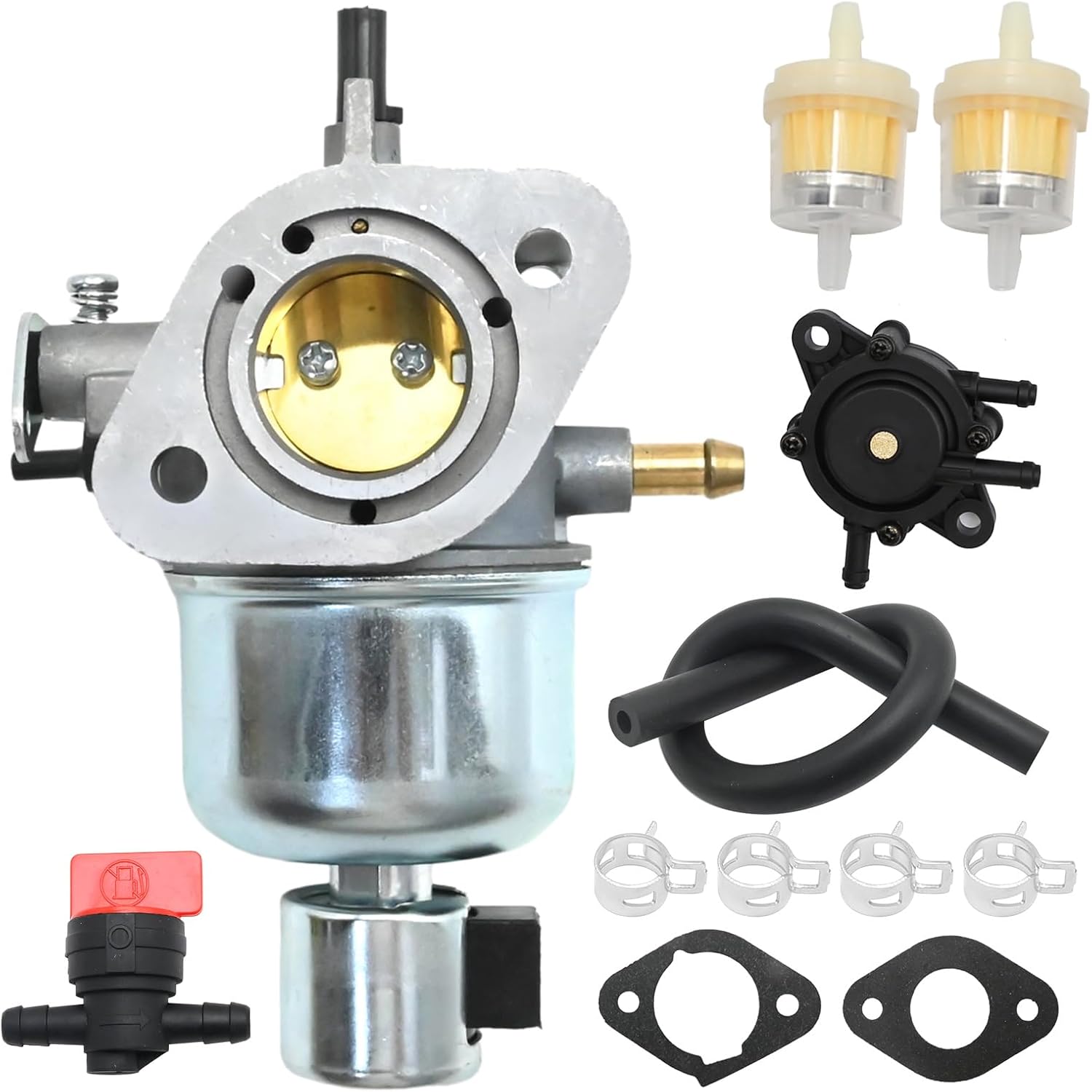 Carburetor Kit with Fuel Pump for John Deere X300 X300R X304 Tractor, Fits Kawasaki FS541V 15HP Engine, Replaces 15004-0818 15004-0827 MIA10591