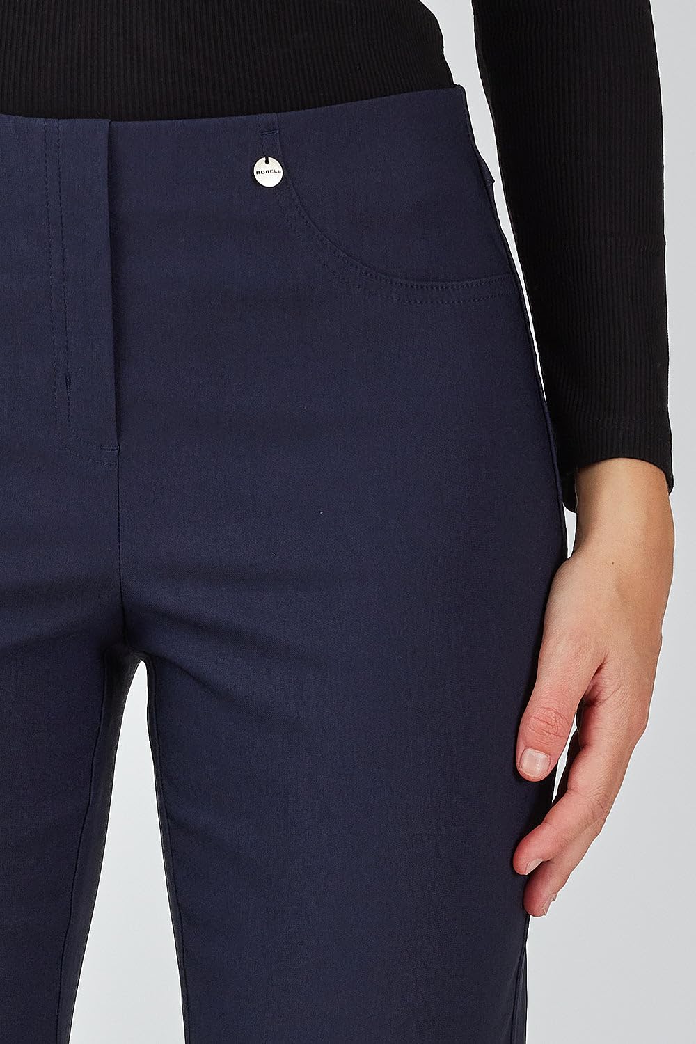 Robell Style Bella 09 Damenhose in Kurzgröße, hohe Taille, Bengaline-Stoff