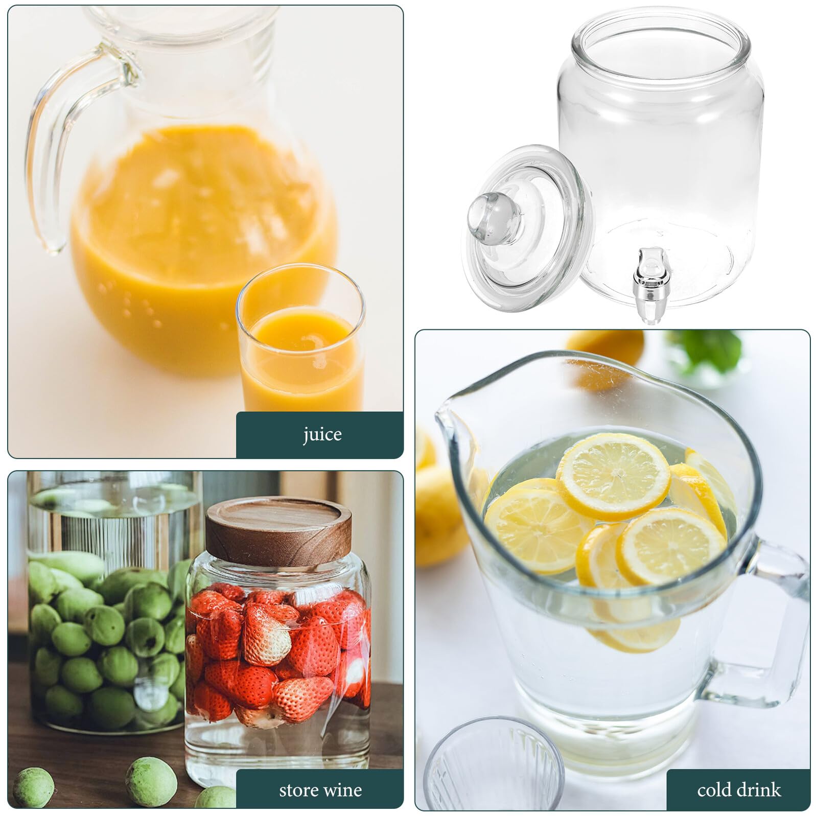Distributore di Bevande in Vetro con Rubinetto ABS Barattolo per Vino Sigillato da 4 Litri Brocca per Cold Brew per Uso Domestico e Conservazione
