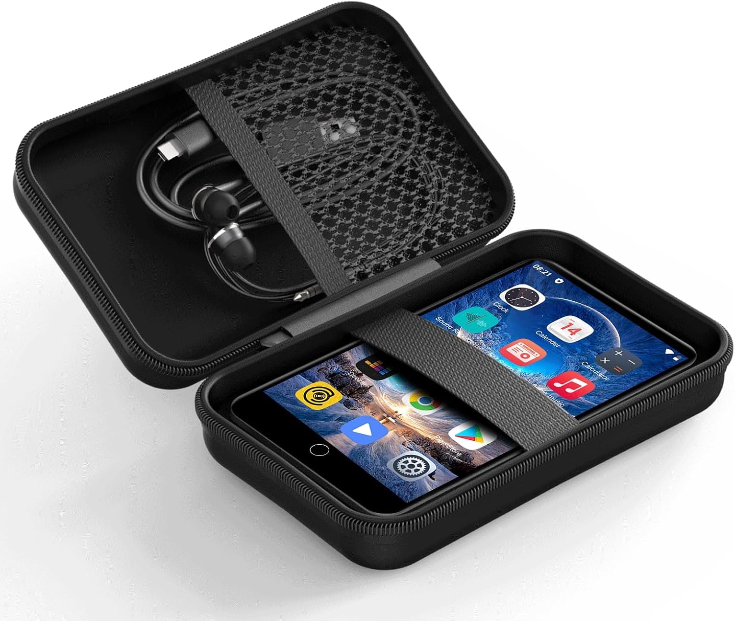 4" MP3 MP4 Player Case for ZAQE Music Player, Fits Earbuds, USB Cable, Memory Card