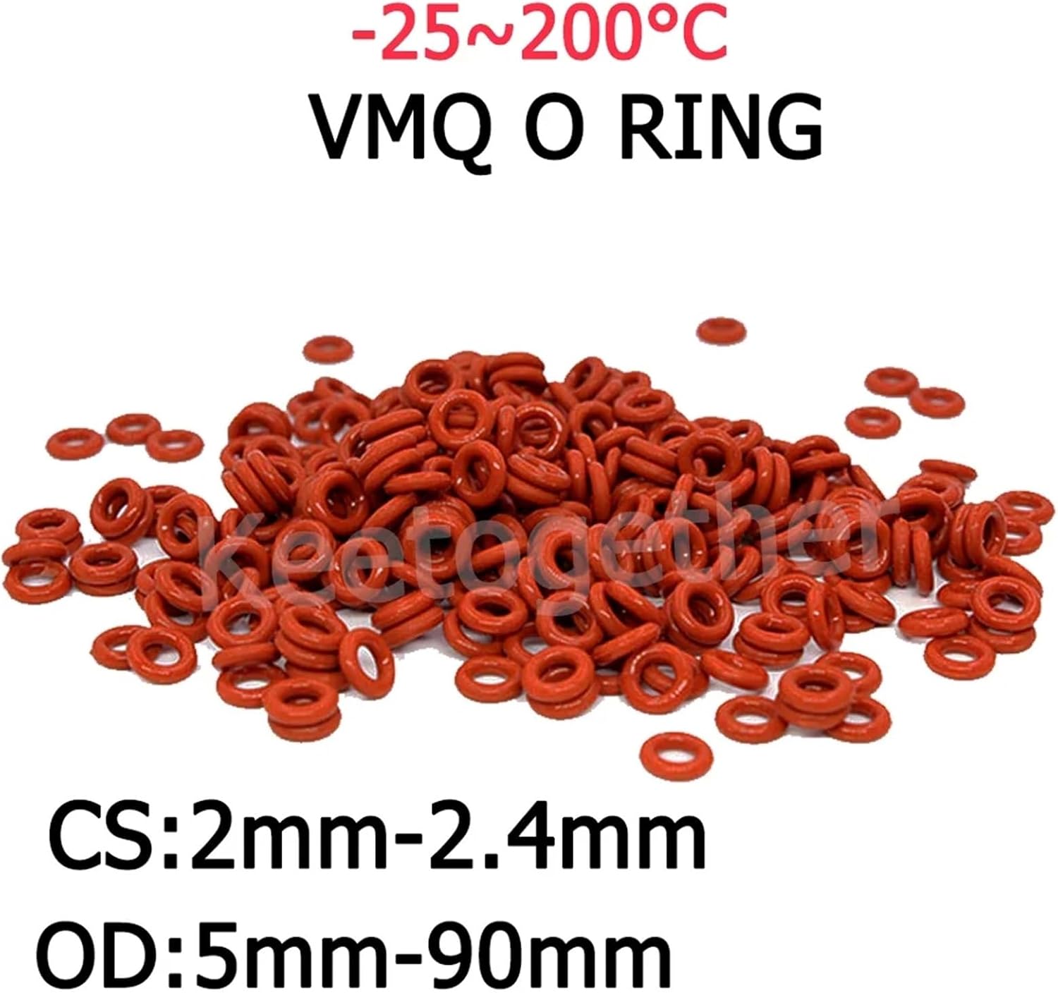 10Pcs CS 2mm-2.4mm Silicone O-Ring Gasket Sealing Ring Waterproof and Insulated OD 5~90mm(OD 24mm,2.0mm(10Pcs))
