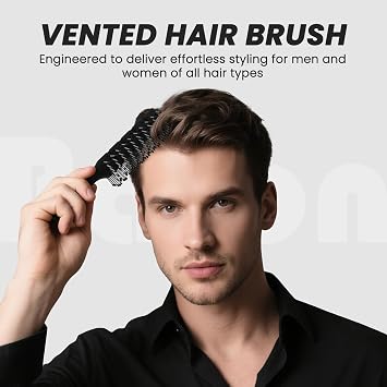 Hair Brush for Men and Women, Pain-Free Speed Dry Detangling Brush | Vented Brush Design for Fast Airflow, Anti-static Bristles Reduce Breakage, Works on Wet or Dry, Straight or Curly Hair