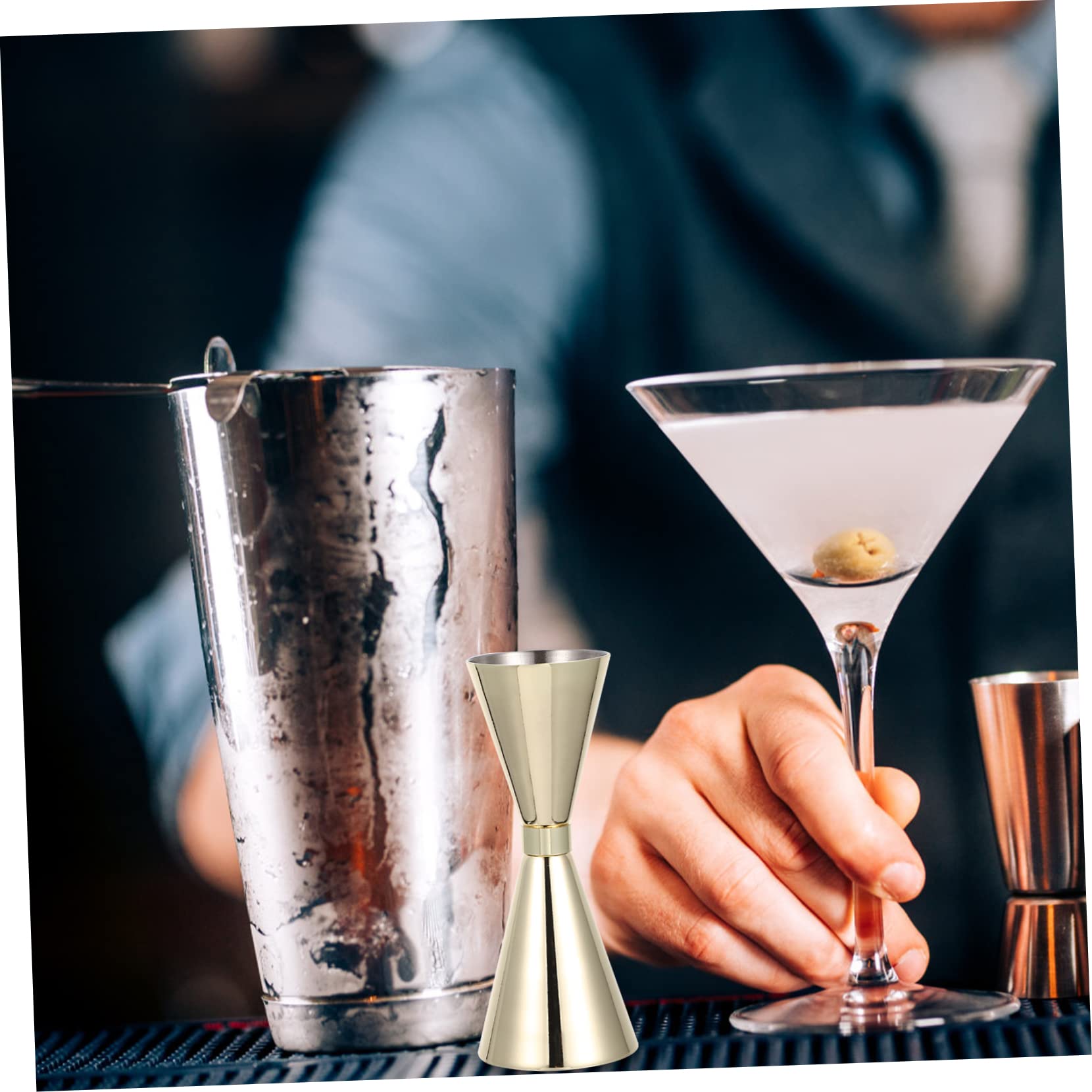 BESTonZON 3 Pièces Mesureur De Vin Doseur à Cocktail Mesures Du Double Jigger Doseur à Martini Appareil De Mesure Du Vin Jigger De Barman Shaker Acier Inoxydable Gadgets Double Tête