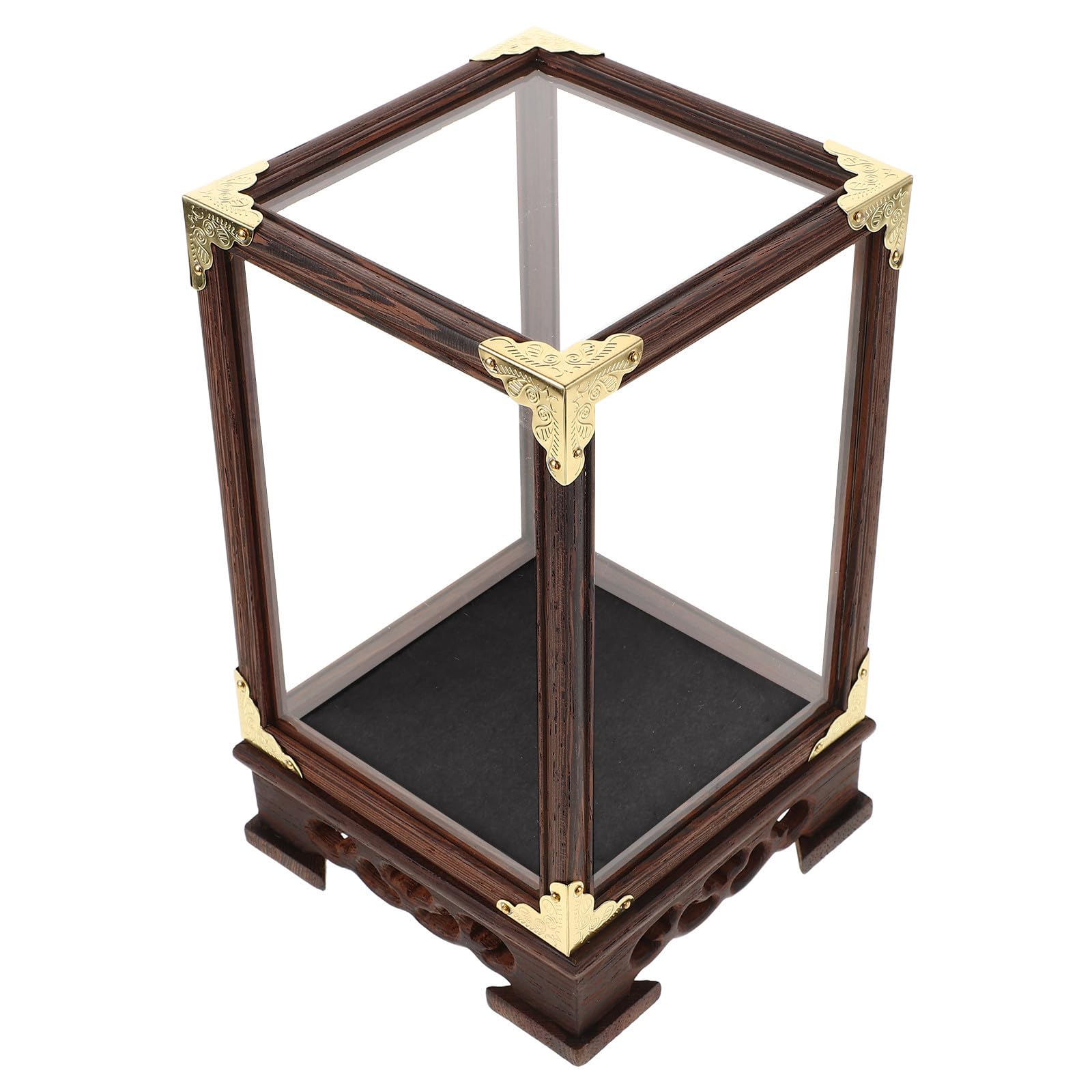 Vitrina Transparente Negra para Coleccionables Base de Madera