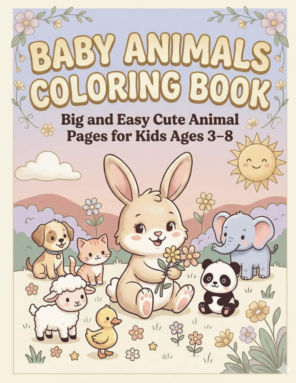 Baby Animals Coloring Book: Big and Easy Cute Animal Pages for Kids Ages 3–8