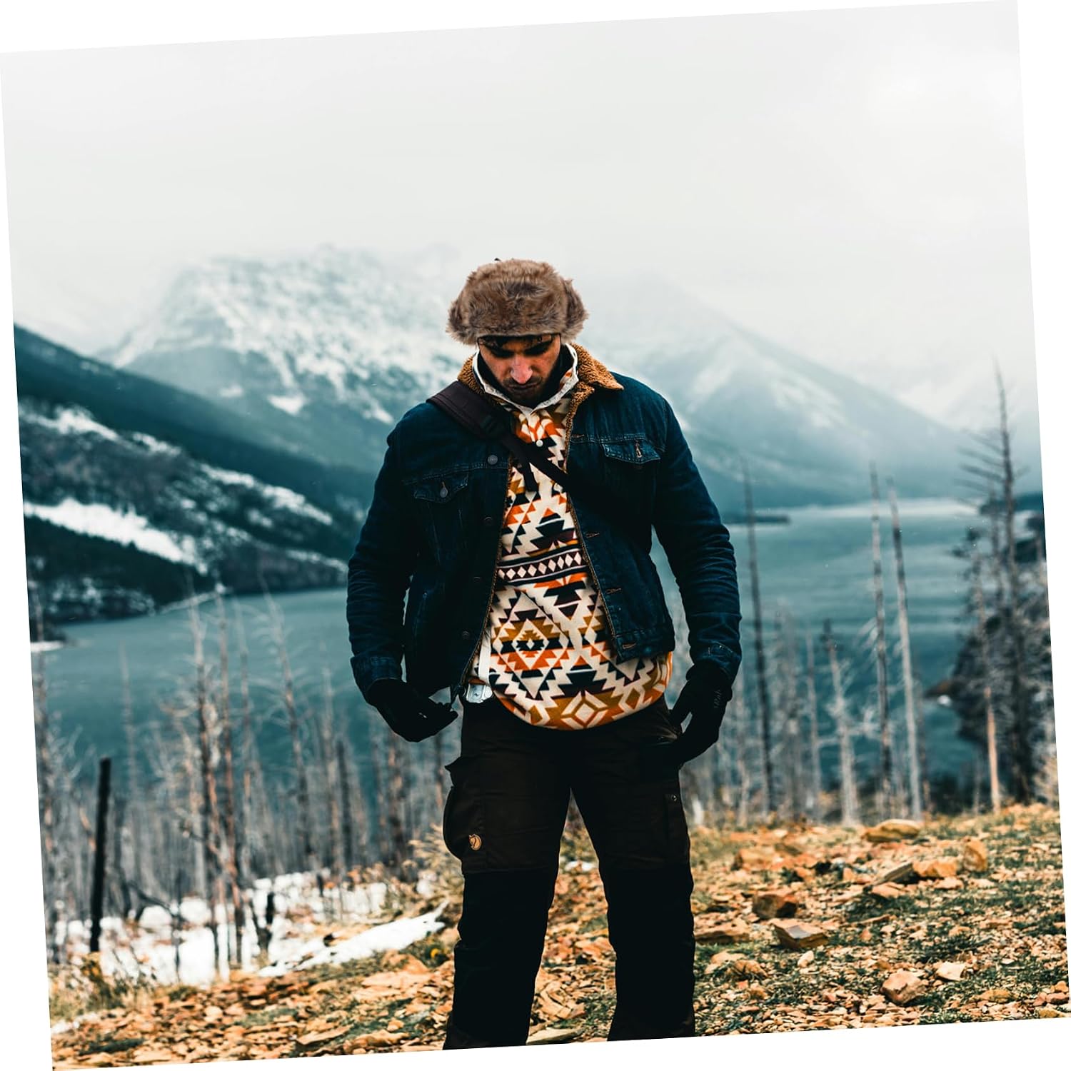 NOLITOY Trapper Warm Faux Fur Russian Hat for Men and Women Cozy Skiing Cap Windproof Design for Outdoor Activities and Cold Weather Multi