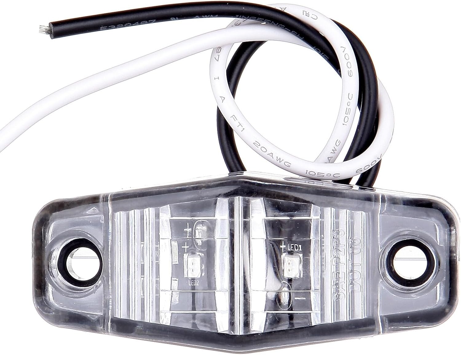 2.5" Clear Lens LED Truck Trailer Light Oval Red Side Fender Marker Lights Waterproof Sealed Surface Mounted For Mini LED Clearance Identification Lights (16 pcs)