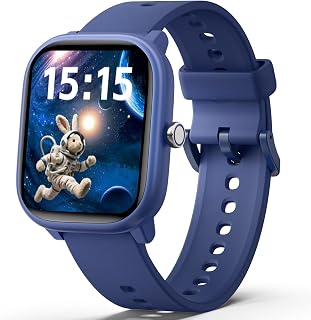 Kids Smart Watch for Boys Girls, Fitness Tracker with Heart Rate Sleep Monitor, 1.83" Touchscreen with 12 Puzzle Games, Waterproof Activity Tracker Pedometer for Android iPhone (Blue)