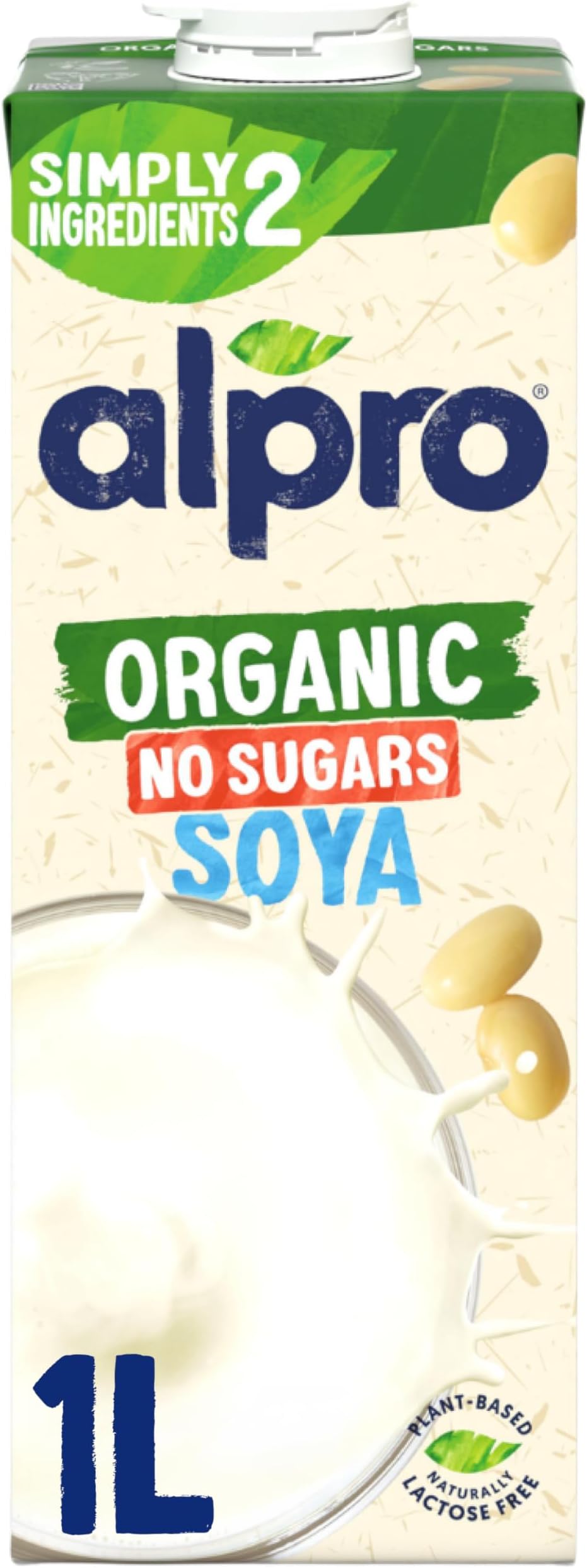 Alpro Organic Soya No Sugars Plant-Based Long Life Drink, Vegan & Dairy Free, 1L