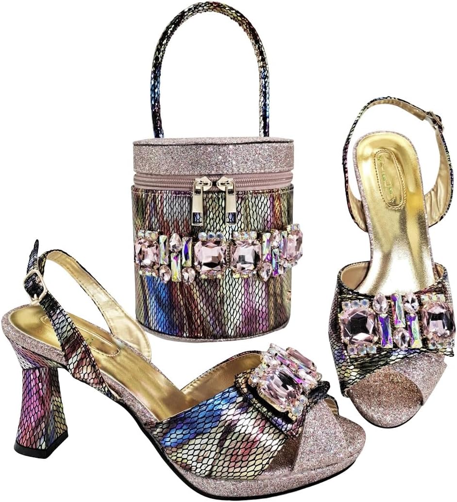 Nigerianinspired high heels with elegant bag for party