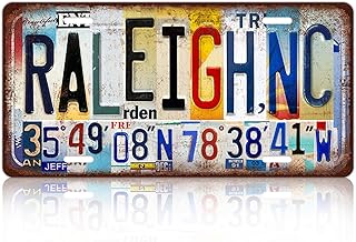 Vintage City Wall Decor Raleigh,Nc License Plate Metal Sign Tin Signs Poster