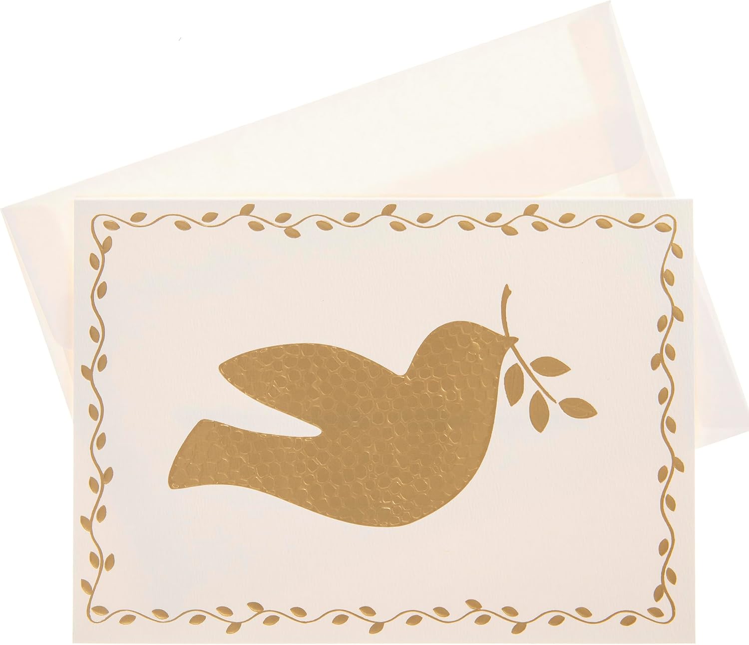 Graphique Hammered Dove Holiday Cards | Pack of 15 Cards with Envelopes | Christmas Greetings | Gold Foil | Boxed Set | 4.75" x 6.625" - Image 3