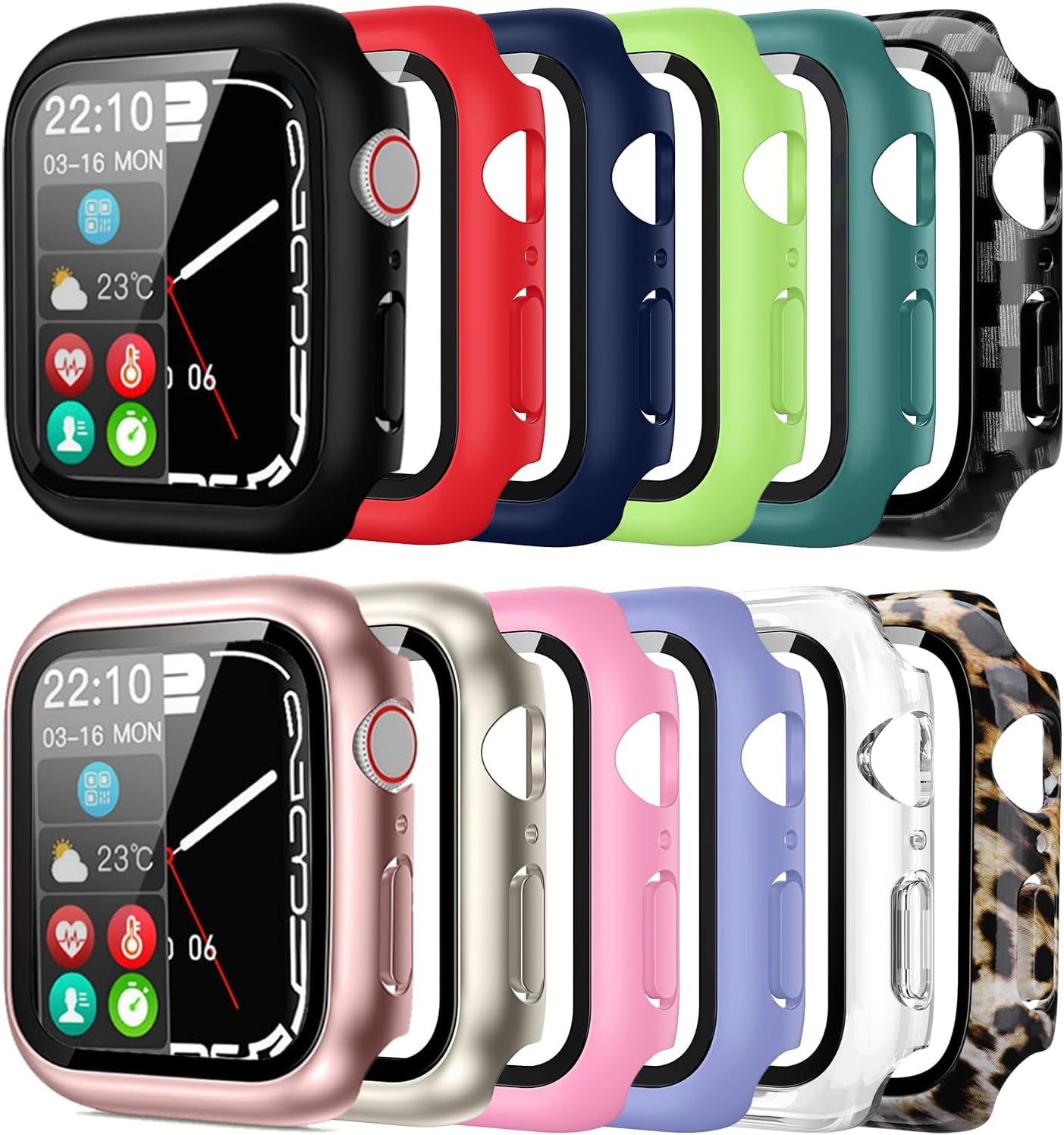 Photo 1 of [12 Pack] Pocoukate Case Compatible with 45mm Apple Watch Series 9 Series 8 Series 7 with Tempered Glass Screen Protector Full Scratch-Resistant Protective Cover Bumper for Apple Watch 45 mm
