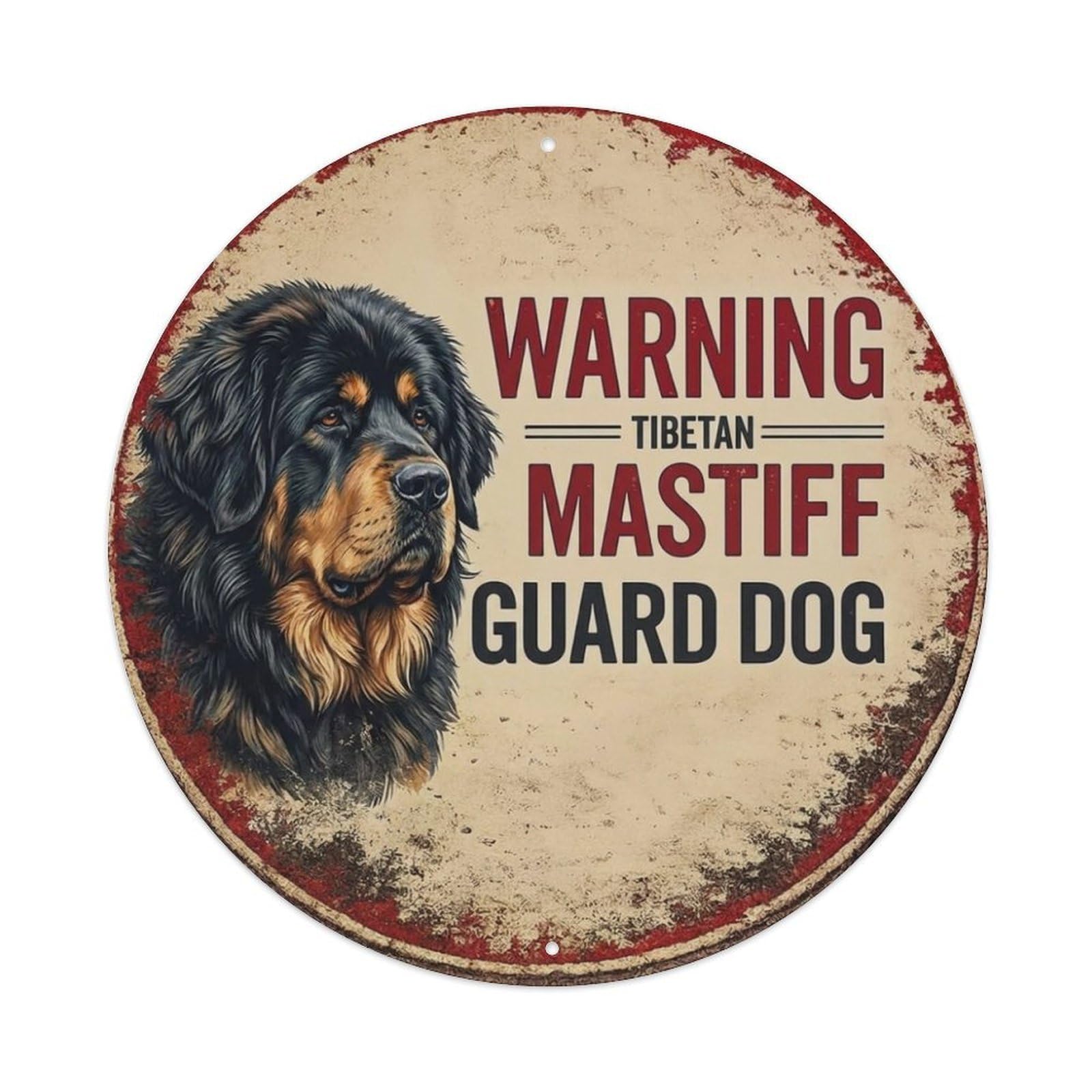 Tgrcjimh Style Metal Tin Sign Vintage Warning Tibetan Mastiff