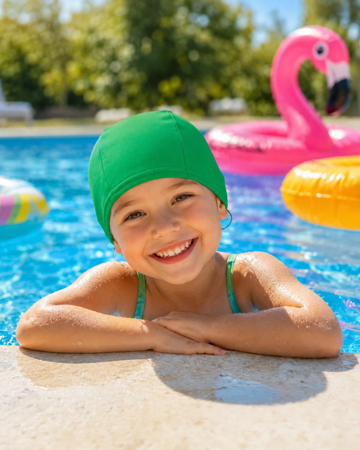 Gorro de Piscina para Niños de Poliéster, Suave y Elástico, Protección del Cabello para Piscina y Playa, Cómodo y Reutilizable