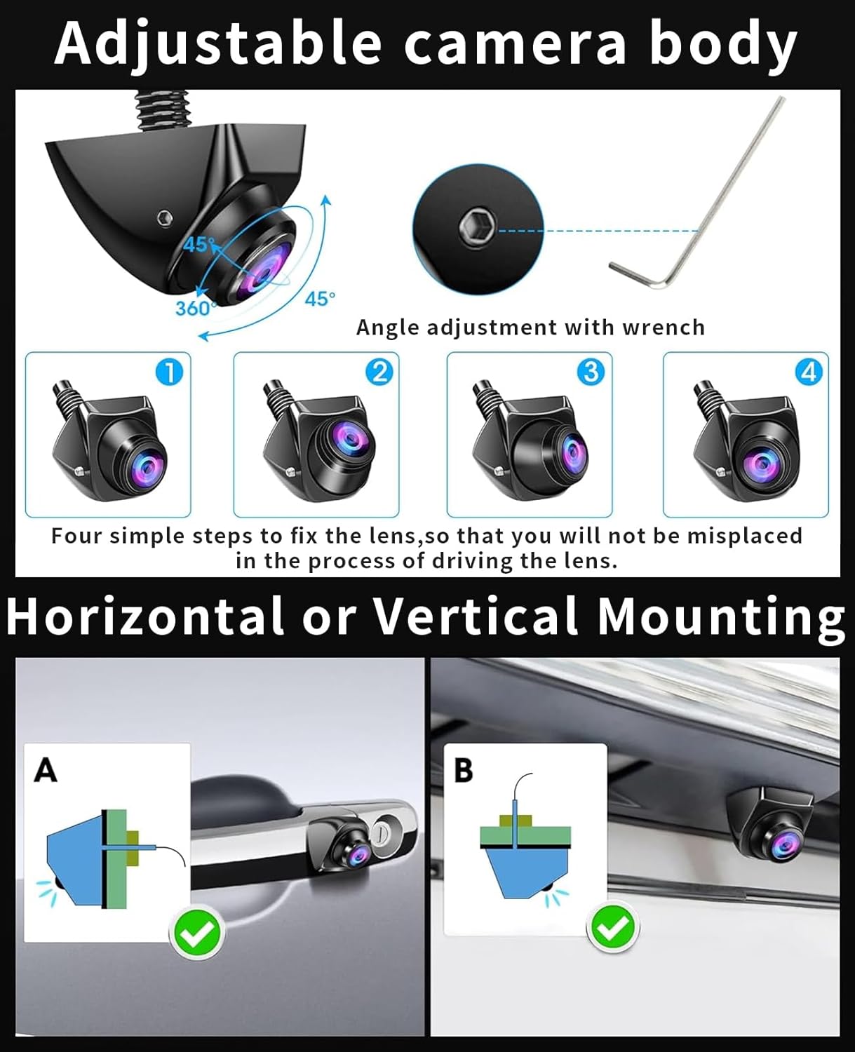 B-Qtech Car Backup Camera Monitor System Rear View Reverse Camera Waterproof Night Vision DIY Guide Lines LCD 1080P Display for Cars Truck Off-Road SUV Van Jeep UTV