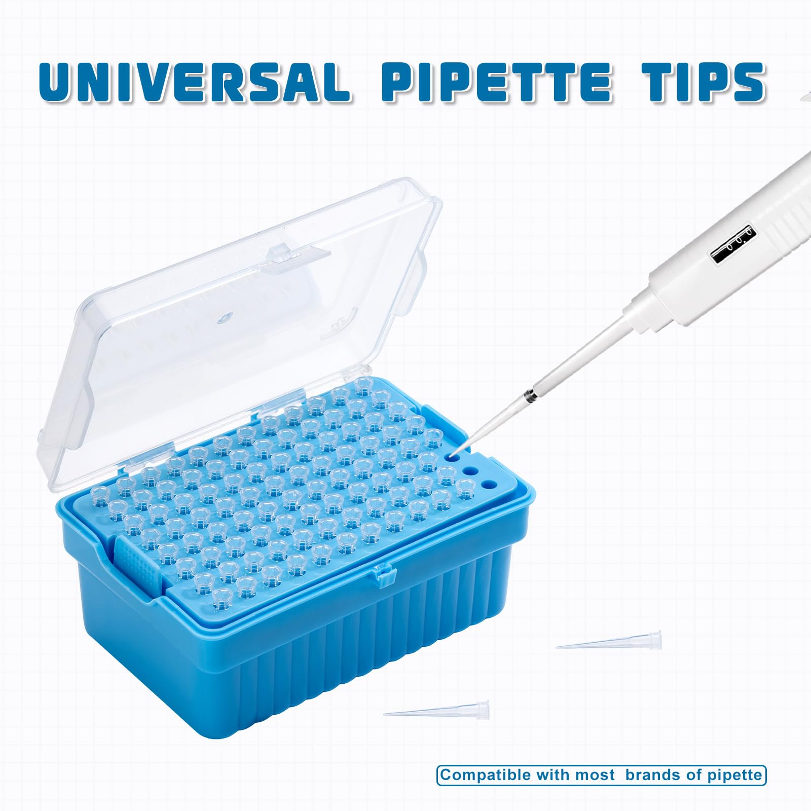 96 /Rack, 100 Rack 10μl pipettenspitzen, pipettenspitzenbox, labor pipettenspitzen, universal pipettenspitzen mit aufbewahrungsbox, sterile pipettenspitzen ohne filter für labore und chemie (10μl)
