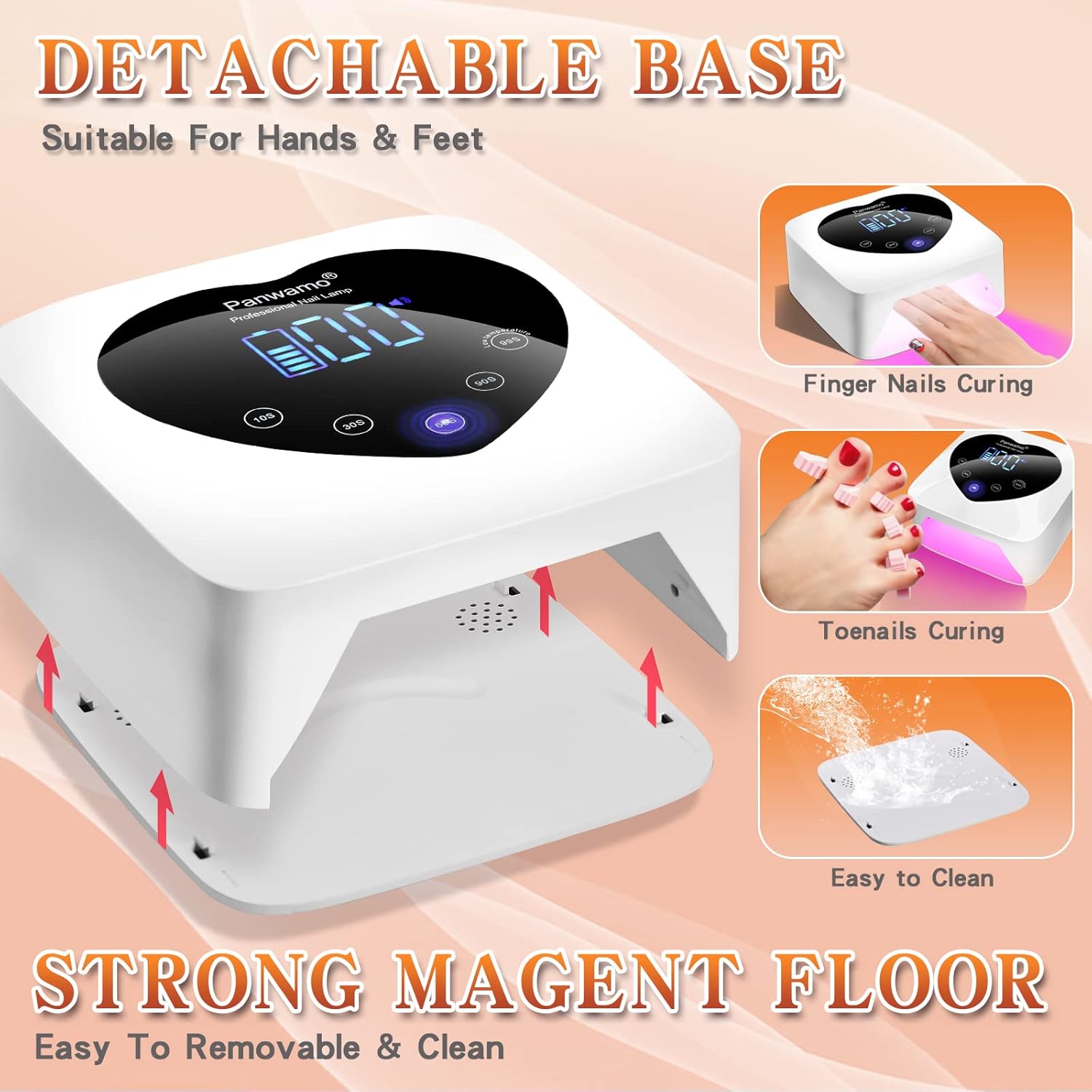 Rechargeable UV LED Nail Lamp,72W Cordless UV Light for Nails with Removable Bottom,Professional Curing Lamp for Gel Nails with 30 Beads,5 Timer Setting Nail Light and LED Touch Screen Gel Nail Dryer