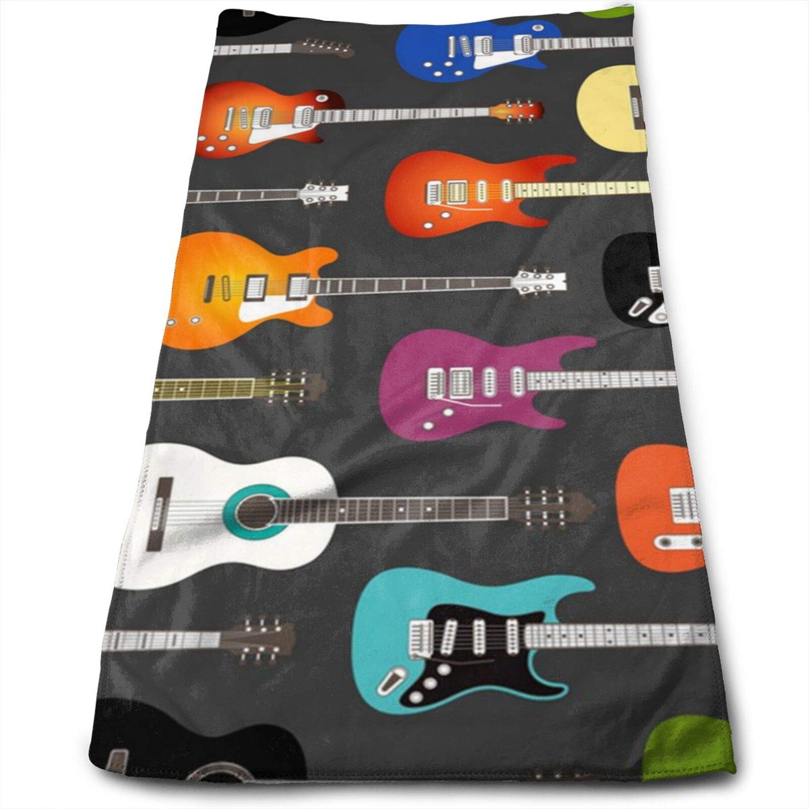 Amazon｜ギター柄 フェイスタオル 吸水速乾 柔らか肌触り スポーツ