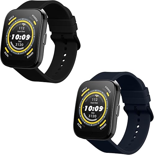 Miniatura 8 de kwmobile Correas compatibles con Huami Amazfit Bip 5  Amazfit GTR 4 correas  2 correas de silicona de repuesto  negroazul oscuro