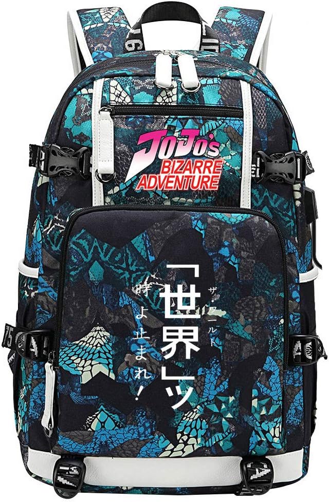 GOYING JoJo's Bizarre Adventure Jonathan Joestar/Joseph·Joestar Anime Cosplay Bookbag College Bag Backpack School Bag with USB Charging Port-D