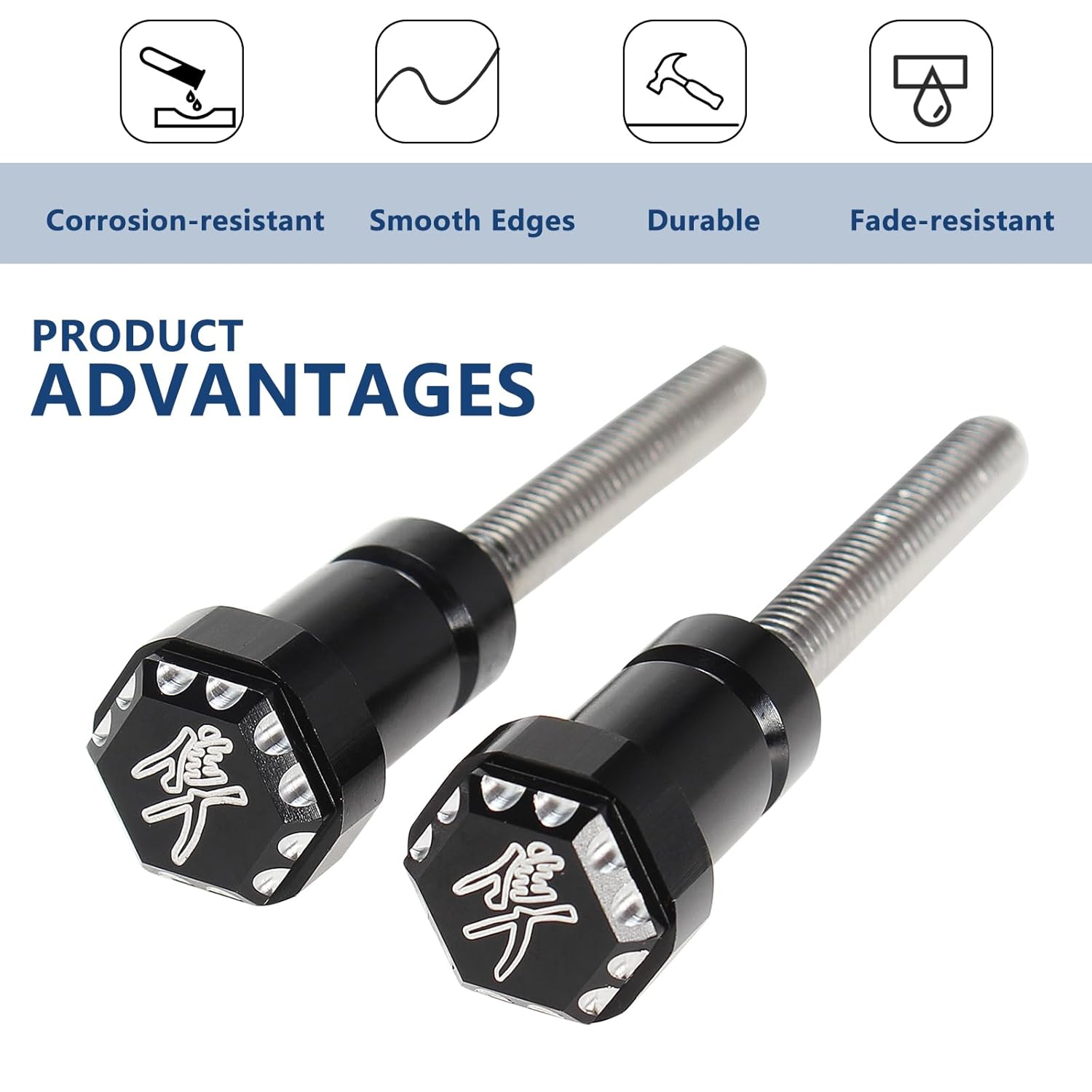 Front Seat Thumb Screws Bolts, Mount Screw Cap Compatible with Suzuki GSX1300R Hayabusa 1999-2007 (2 PCS,Black)