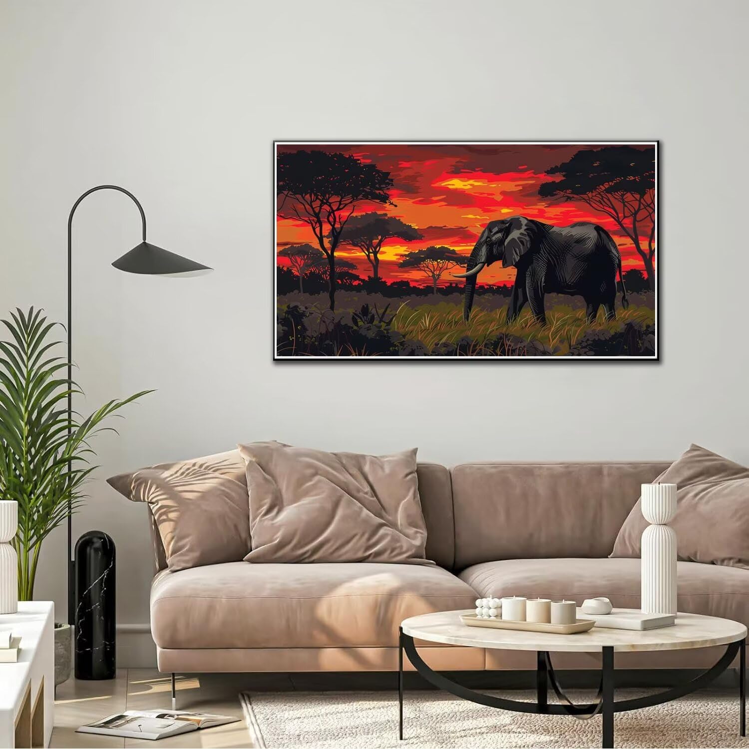 Dipingere con i Numeri Adulti, Animale Kit di Pittura Acrilica Fai-da-Te per Adulti Principianti, 160x90cm Paint by Numbers Adulti con Pennelli Pittura a Pigmento Acrilico, Senza Cornice (Elefante)