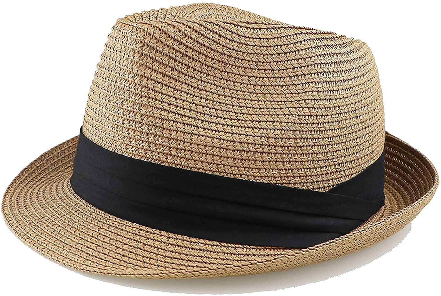 KorhLeoh Sombrero Fedora de paja para niños y niñas