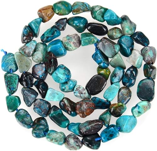 Miniatura 2 de 1 hebra de piedra preciosa curativa natural de crisocola turquesa de 0.197 a 0.315 pulgadas de forma libre, cuentas ovaladas de guijarro de 15