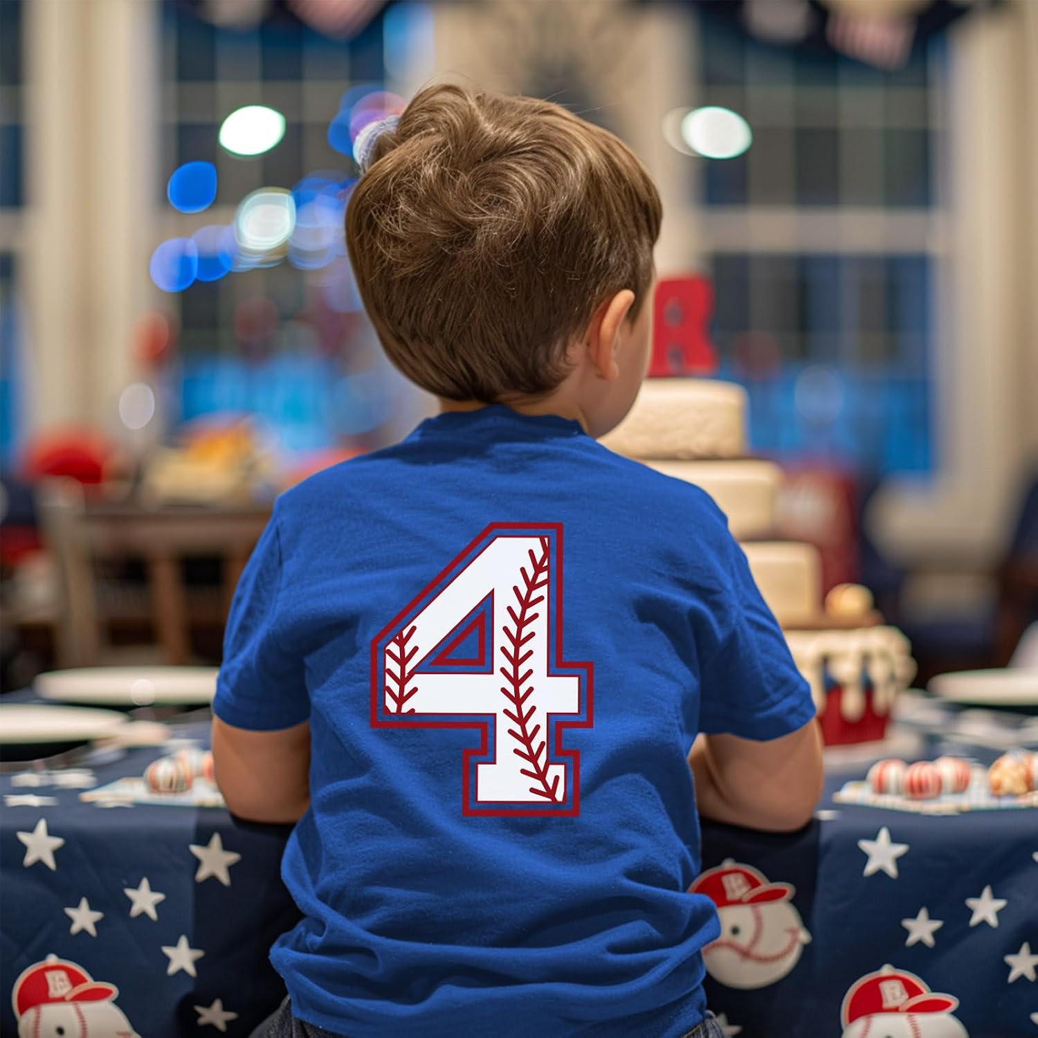 Boys' Birthday Baseball Theme Tee | Toddler Kids' 2-8 Number Print T-Shirt, Short Sleeve Cotton Top