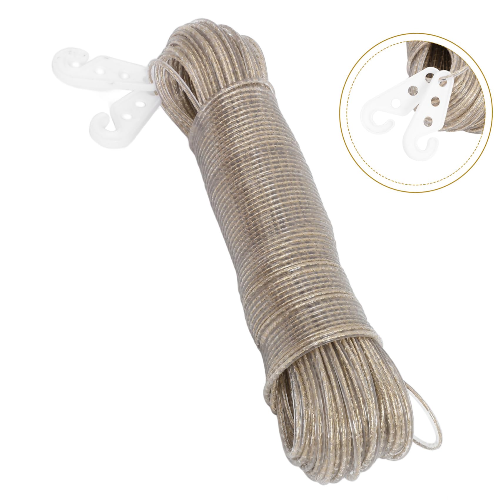 Corda per Stendere i Panni Super Resistente Anima in Acciaio e Rivestimento Pvc, Antivento e Resistente All’usura, per Campeggio e Esterni, 50m