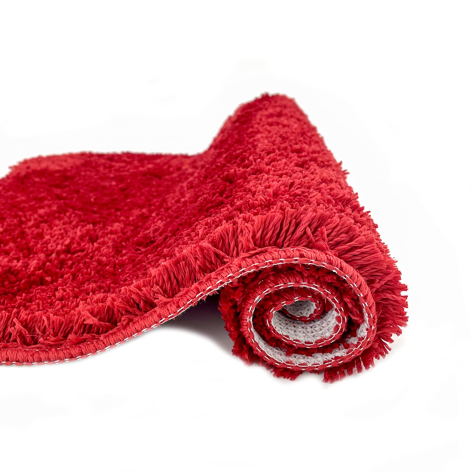 EanpetShaggy Bathroom Rugs Non-Slip Chenille Bath Mat for Bathroom Microfiber Water Absorbent Soft Bathroom Mats Shower Mat Machine Washable Bath Rug for Kids Shower Tub,16'' x 24'',Red
