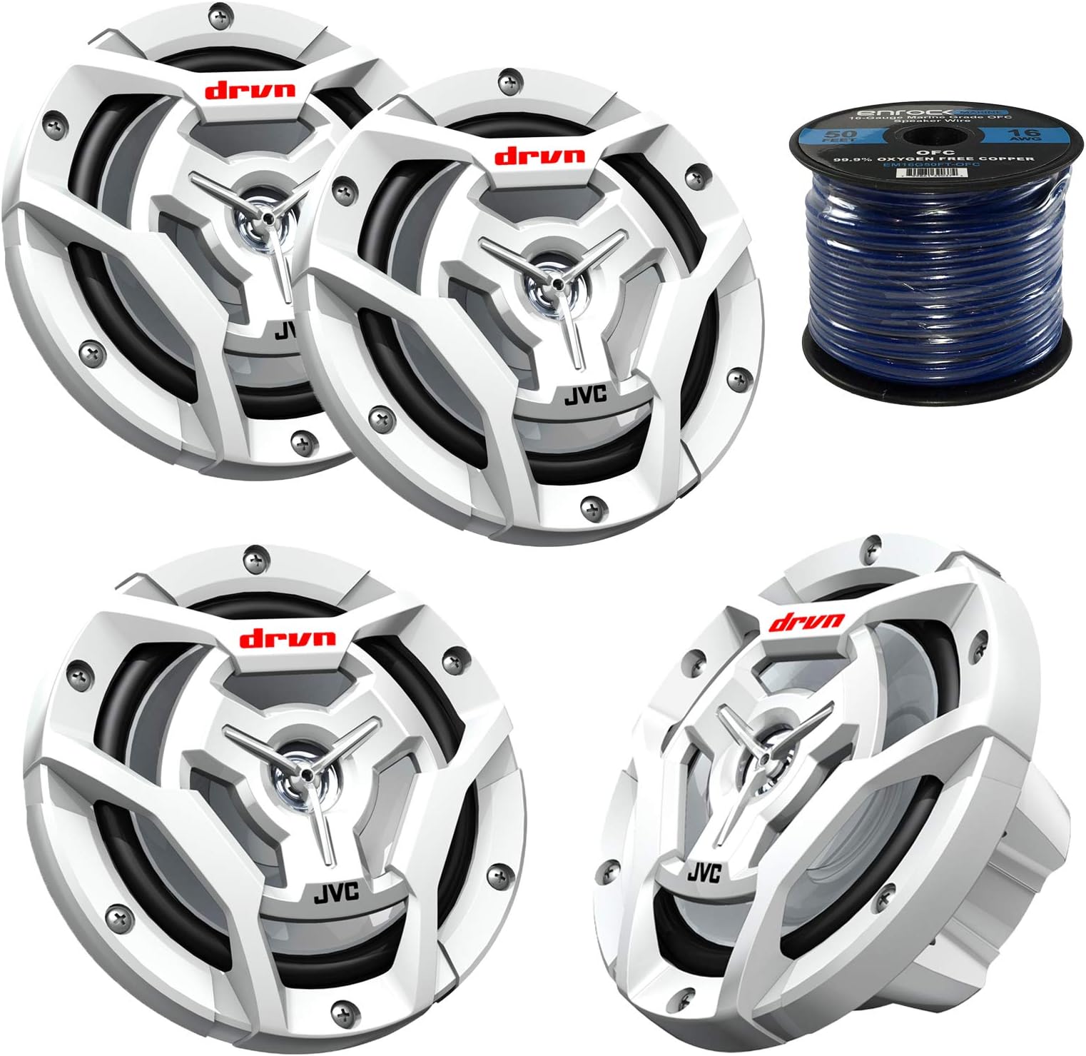 Marine Speaker 6.5" Inch 2-Way Marine Boat Yacht Outdoor Waterproof Coaxial Speakers Bundle Combo