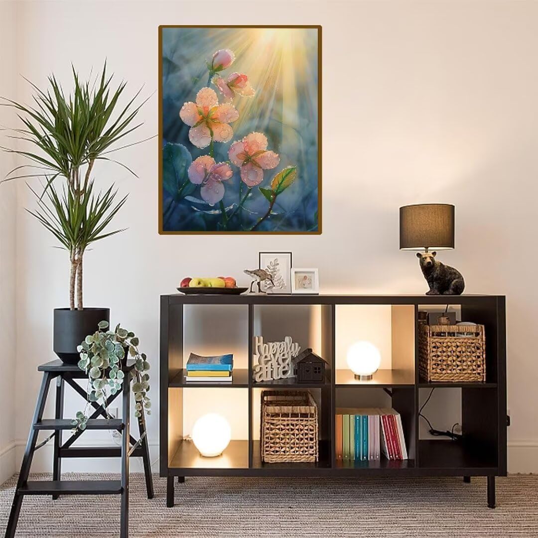Diamond Painting Gotas de agua de flores Pintura Diamante Adultos, Diamond Painting Niños, DIY Cuadros de Diamantes Kit Adultos, para Navidad Decoración de La Pared Del Hogar Regalos 100x150cm t-1694