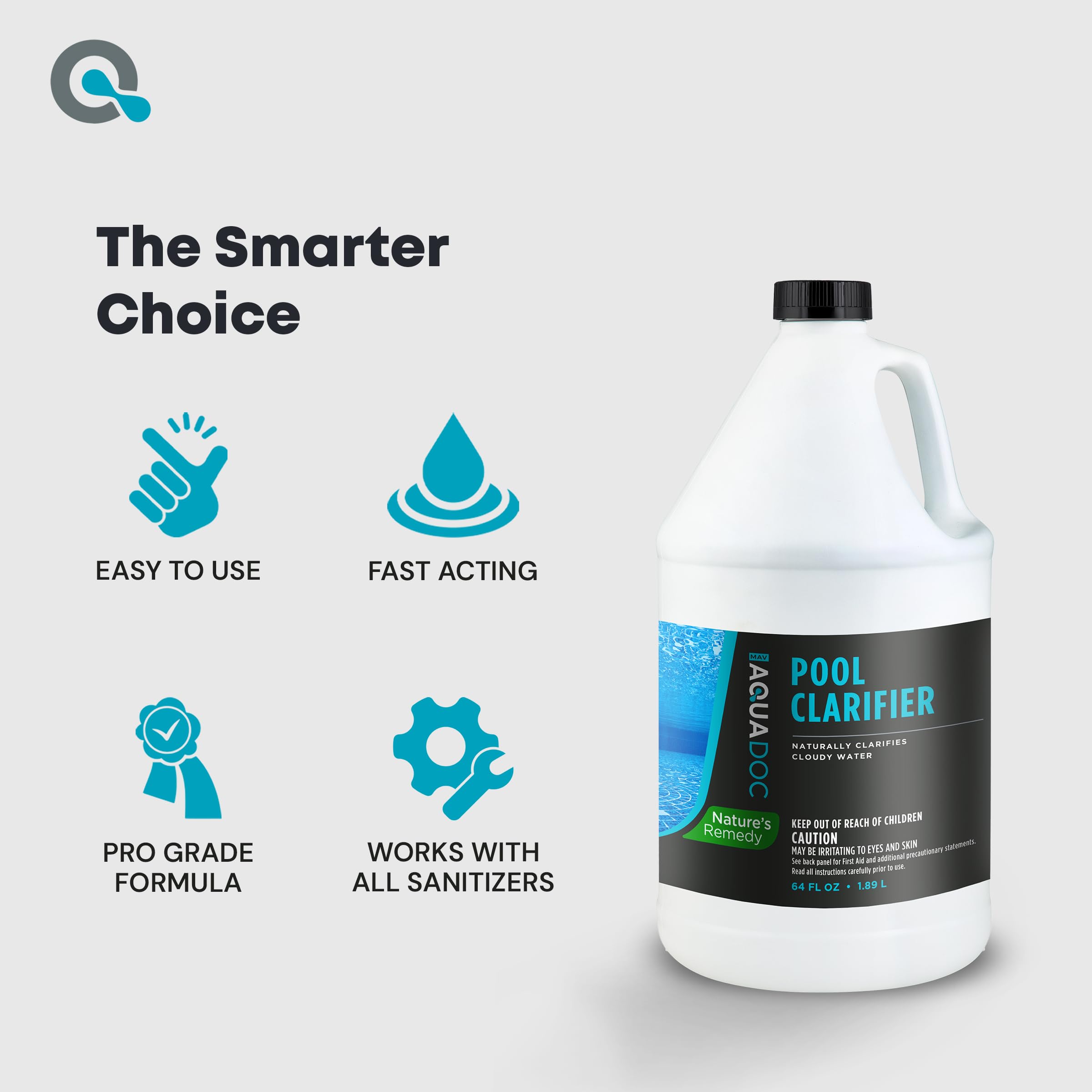 AquaDoc - Clarificador de agua natural para piscina, 64 onzas, ayuda a limpiar el agua nublada de la piscina para piscinas enterradas y sobre el suelo