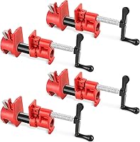 FLK Tech 4-Pack 3/4" Cast Iron Pipe Clamps - Heavy Duty Quick-Release Wood Gluing Fixtures for Woodworking & DIY