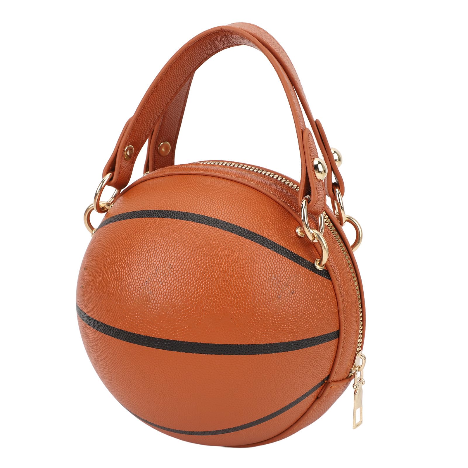 Basketball shaped bag trendy design, multiple wearing options for work, school, and travel made of PU leather material (Brown)