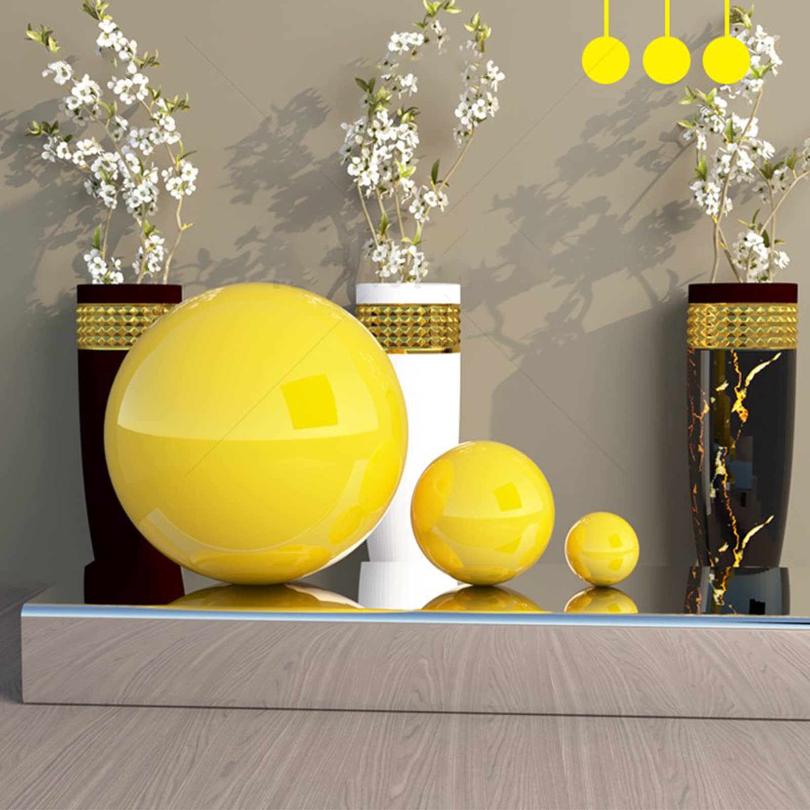 Balas de jardín, bolas huecas de decoración Globo de observación Bola de espejo Esfera de jardín reflectante pulida de acero inoxidable amarillo for fotografía Jardín Decoración del hogar, 200 mm(Size