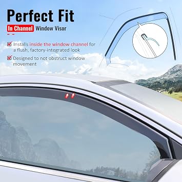 Fit 2022-2026 Lexus NX All Models in Channel PC Window Visors Black 4PCS | IKON MOTORSPORTS, For NX250 NX350 NX350h NX450h+, Polycarbonate, Rain Guards, Side Window Wind Deflectors, Scratch Proof