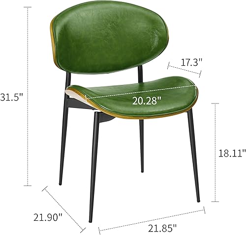 Miniatura 3 de Art Leon Sillas de comedor modernas de piel sintética, silla de escritorio de mediados de siglo sin ruedas, silla decorativa sin brazos con patas de