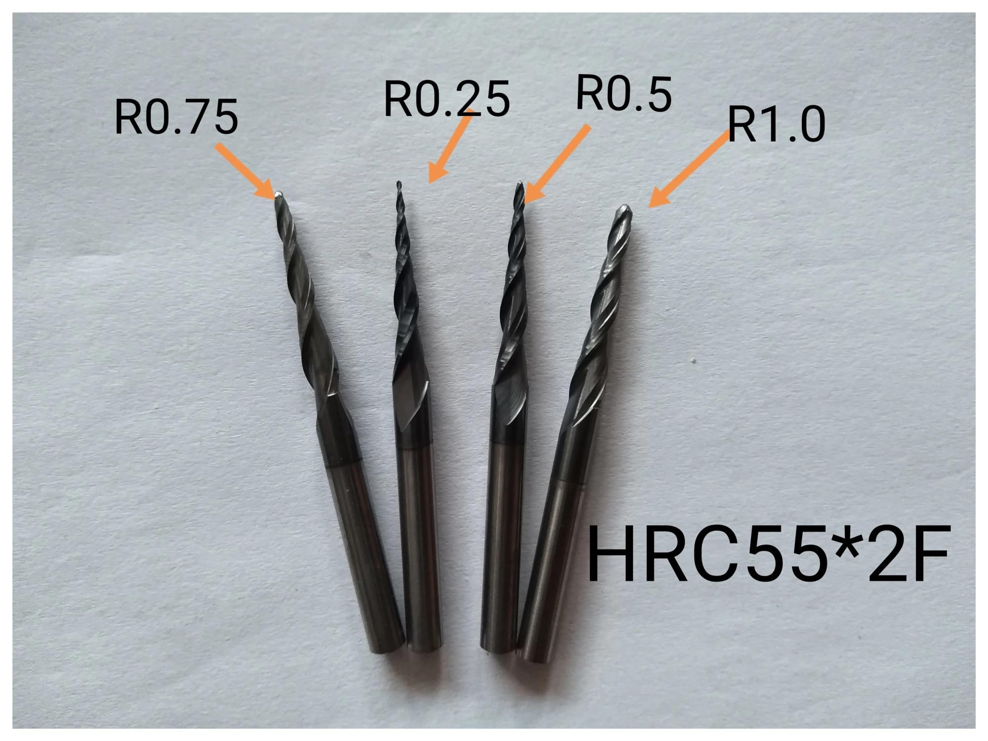 1/5/10PCS R0.25-R2.0 3.175mm 1/8 "2F D4mm HRC55 Carburo Cono Sfera Naso Fresa Strumenti for Incisione Su Legno