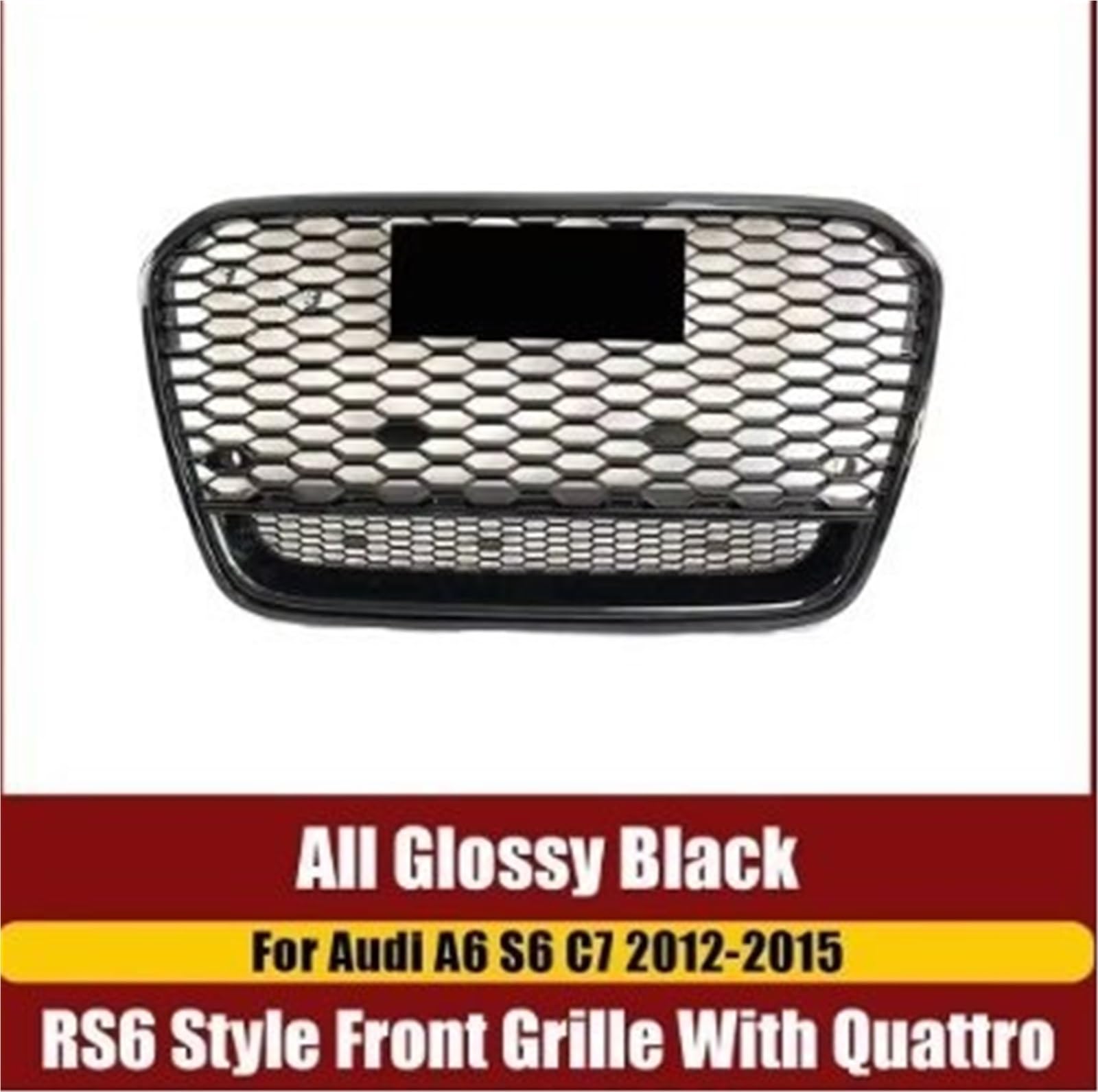 Osłona chłodnicy pasuje do zderzaka przedniego RS Style, osłona zderzaka pasuje do Audi A6 S6 C7 2012-2015, błyszcząca kratka pasuje do Quattro(All Glossy Black)