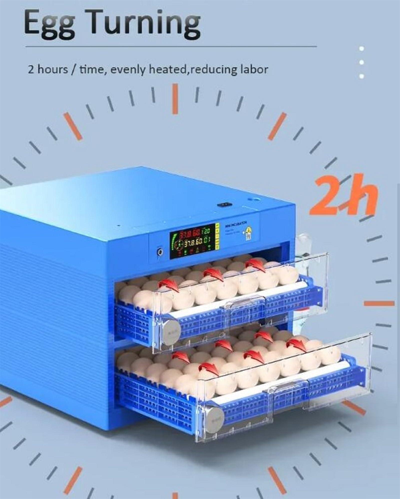GOURIXIN Incubatori di armadietti per Le Uova da cova, la Macchina del Portello pollame con Rotazione Automatica delle Uova, Controllo della Temperatura e umidità e Schermo a LED, incubatore di Uova