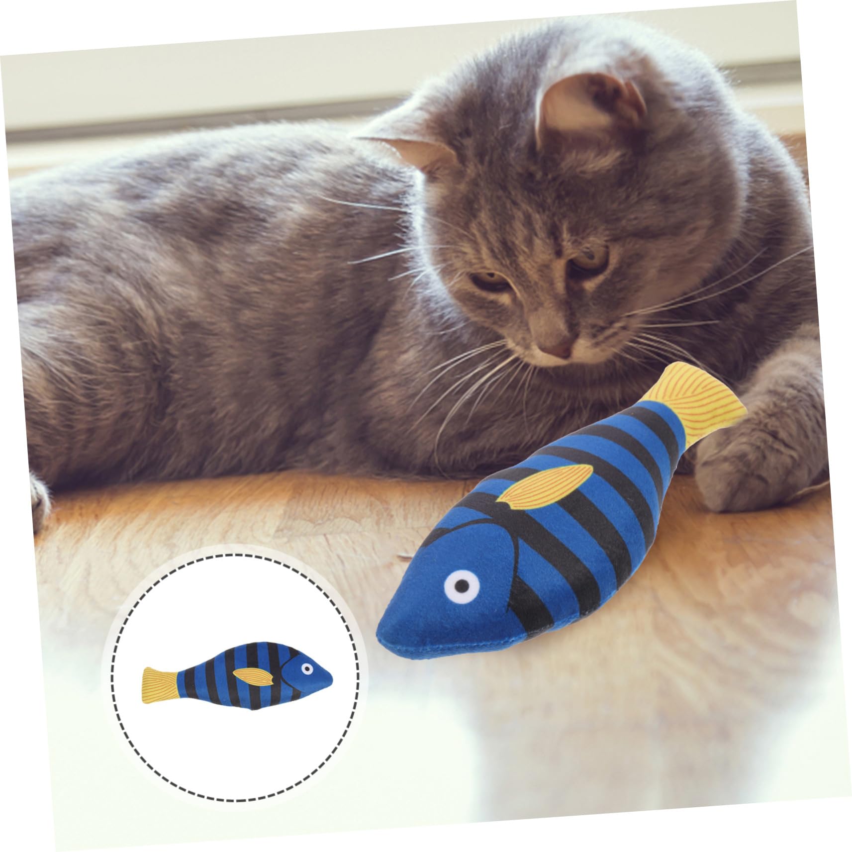 ifundom Jouet de Poisson à Mâcher pour Chat Herbe à Chat Naturelle Peluche Douce Taille Moyenne Intérieur Chatons Adultes