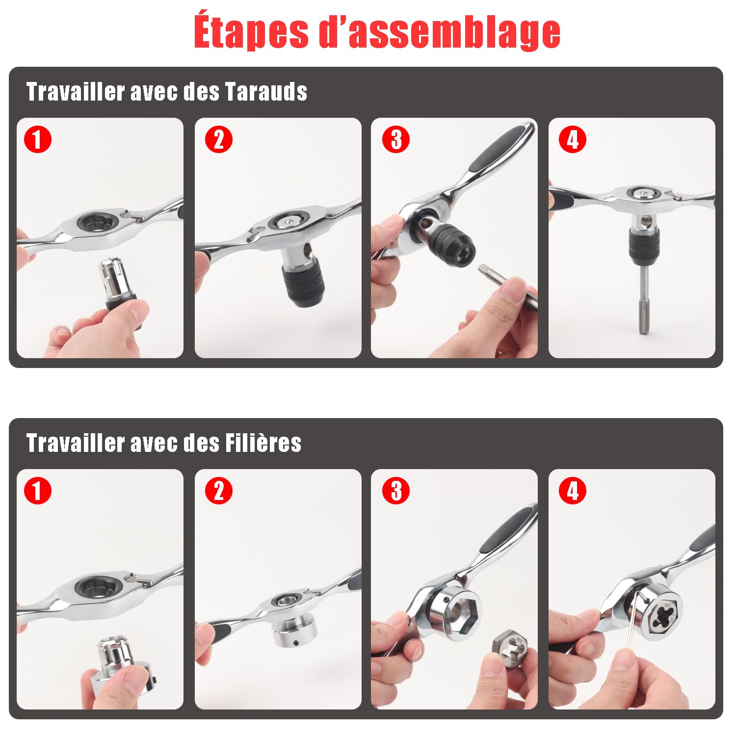 41 pièces Kit de Tarauds et Filières M3-M12 | Métrique Coffret Outils Taraudage et Filetage en acier