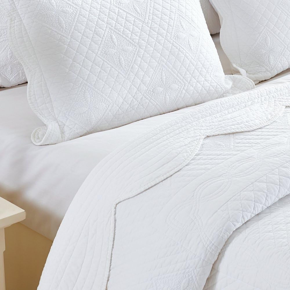 Calla Angel Sage Garden Luxury Pure Cotton Quilt, King, White - Image 9