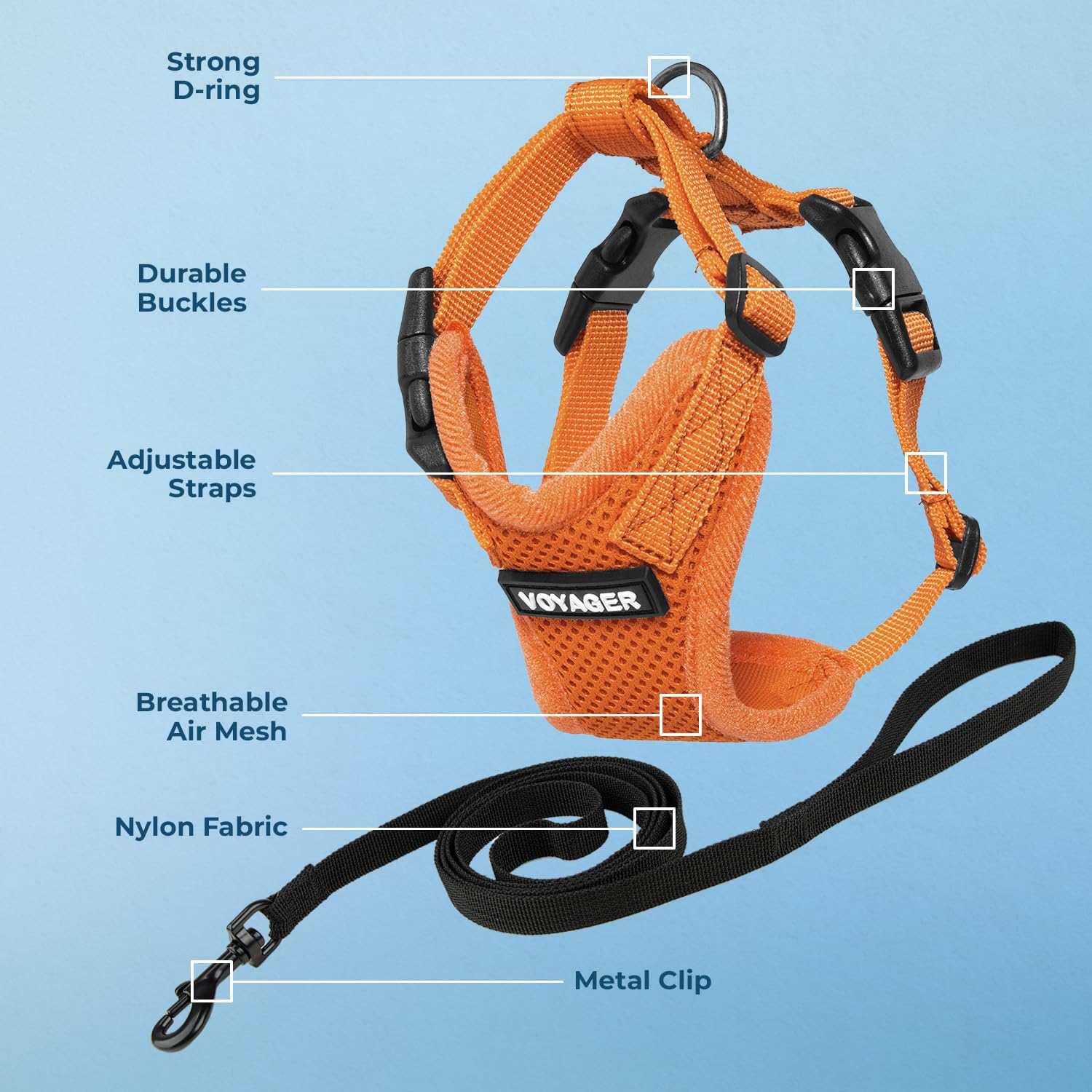 Voyager Step-in Lock Cat Harness and Reflective Cat Leash with Neoprene Handle by Best Pet Supplies, Supports Small - Image 3