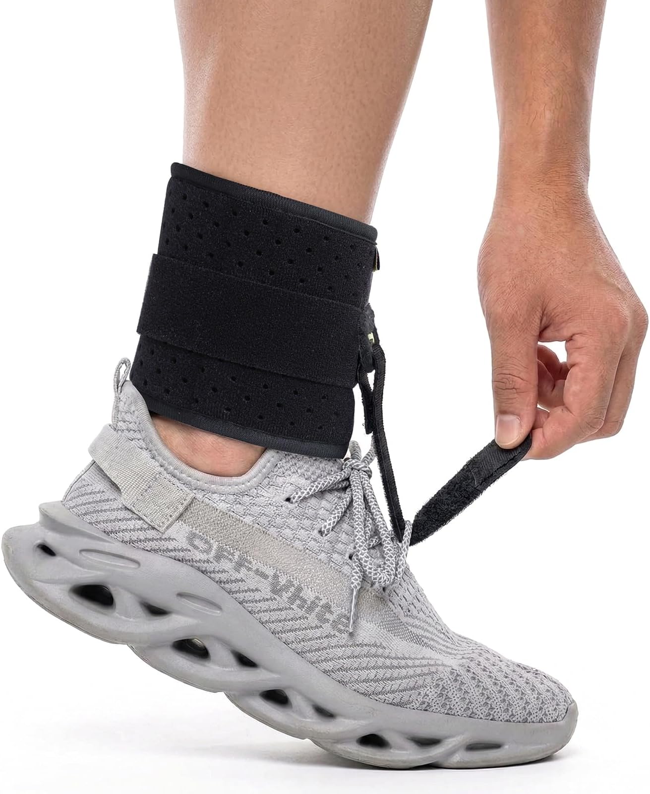 Tenbon Ankle Support Drop Foot Brace Orthosis - Comfort Cushioned Adjustable Wrap Compression For Improved Walking Gait, Prevents Cramps Ankle Sprains (Black)