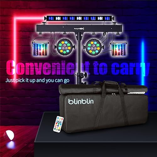 Miniatura 7 de Luces de DJ con soporte, luces de fiesta 5 en 1, luces de discoteca DJ para fiestas interiores, sistema de iluminación de escenario móvil activado