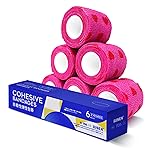 RISEN Cohesive Bandage 2 x 5 Yards, 6 Rolls, Self Adherent Wrap Medical Tape, Adhesive Flexible Breathable First Aid Gauze Ideal for Stretch Athletic